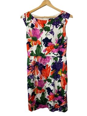 J.Crew Sleeveless Cotton Floral Sheath Dress Size 6